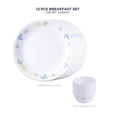 Corelle Livingware Secret Garden Breakfast Set (Pack of 12) 6 26cm Dinner Plates, 6 296ml Dessert Bowl