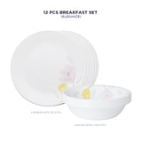 Corelle Livingware Plus Elegance Breakfast Set (Pack of 12) 6 26cm Dinner Plates, 6 296ml Dessert Bowl