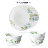 Corelle  Asia Collection Fairy Flora 14 Pcs Dinner Set (Pack of 14) 6 26cm Dinner Plates, 6 177ml Katori, 2 828ml Curry Bowl