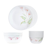 Corelle  Asia Collection Lilyville 14 Pcs Dinner Set (Pack of 14) 6 26cm Dinner Plates, 6 177ml Katori, 2 828ml Curry Bowl
