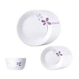 Corelle  Asia Collection Warm Pansies 14 Pcs Dinner Set (Pack of 14) 6 26cm Dinner Plates, 6 17cm Small Plates, 2 828ml Curry Bowl