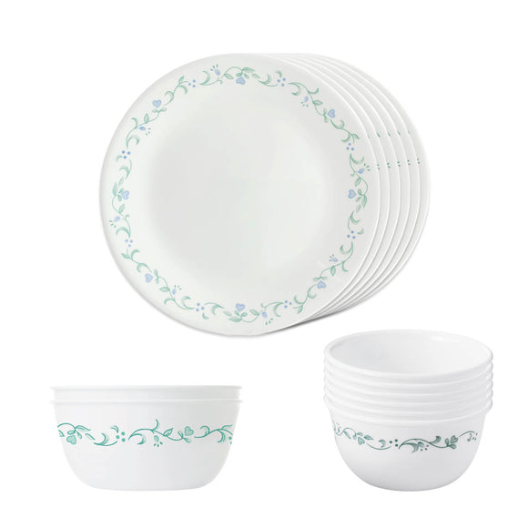 Corelle Country Cottage Glass 14Pcs Dinner Set, Multicolor