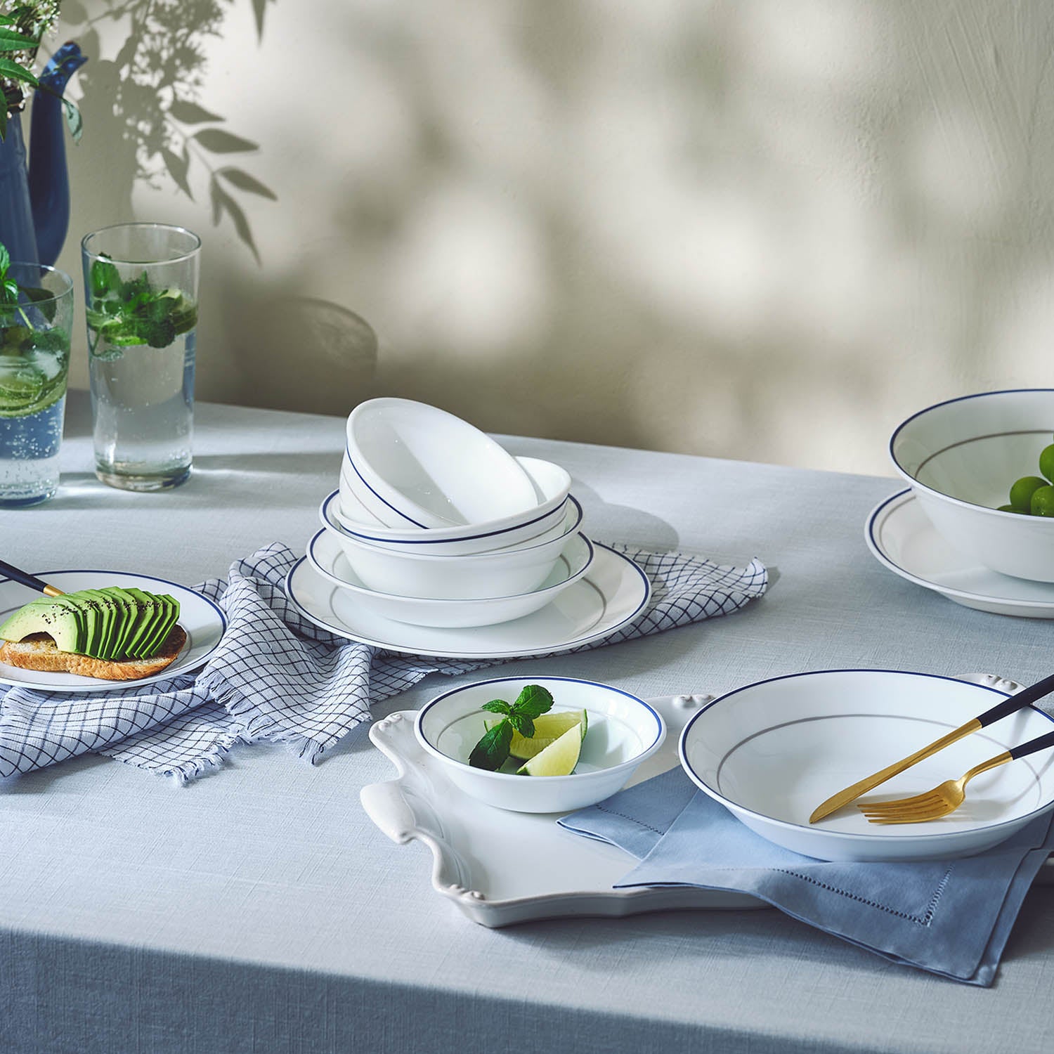 Corelle Livingware Double Ring 14 Pcs Dinner Set (Pack of 14)