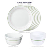 Corelle Livingware Round Double Ring Green 14 Pcs Dinner Set