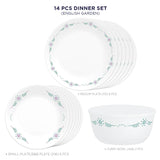 Corelle Livingware English Garden 14 Pcs Dinner Set (Pack of 14) 6 26cm Dinner Plates, 6 17cm Small Plates, 2 828ml Curry Bowl