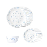 Corelle Livingware Provincial Blue 14 Pcs Dinner Set (Pack of 14) 6 26cm Dinner Plates, 6 17cm Small Plates, 2 828ml Curry Bowl