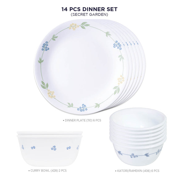 Corelle Livingware Round Secret Garden 14 Pcs Dinner Set