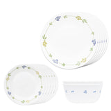 Corelle Livingware Secret Garden 14 Pcs Dinner Set (Pack of 14) 6 26cm Dinner Plates, 6 17cm Small Plates, 2 828ml Curry Bowl