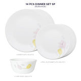 Corelle Livingware Plus Elegance 14 Pcs Dinner Set (Pack of 14) 6 26cm Dinner Plates, 6 17cm Small Plates, 2 828ml Curry Bowl