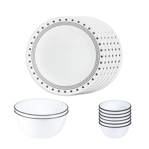 Corelle Livingware Round City Block 14 Pcs Dinner Set