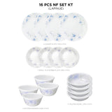 Corelle  Asia Collection Lapinue 16 Pcs Nuclear Family Set (Pack of 16) 4 26cm Dinner Plates, 4 17cm Small Plates, 296ml Dessert Bowl & 177ml Katori