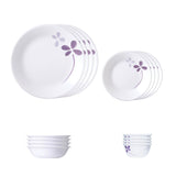 Corelle  Asia Collection Warm Pansies 16 Pcs Nuclear Family Set (Pack of 16) 4 26cm Dinner Plates, 4 17cm Small Plates, 296ml Dessert Bowl & 177ml Katori