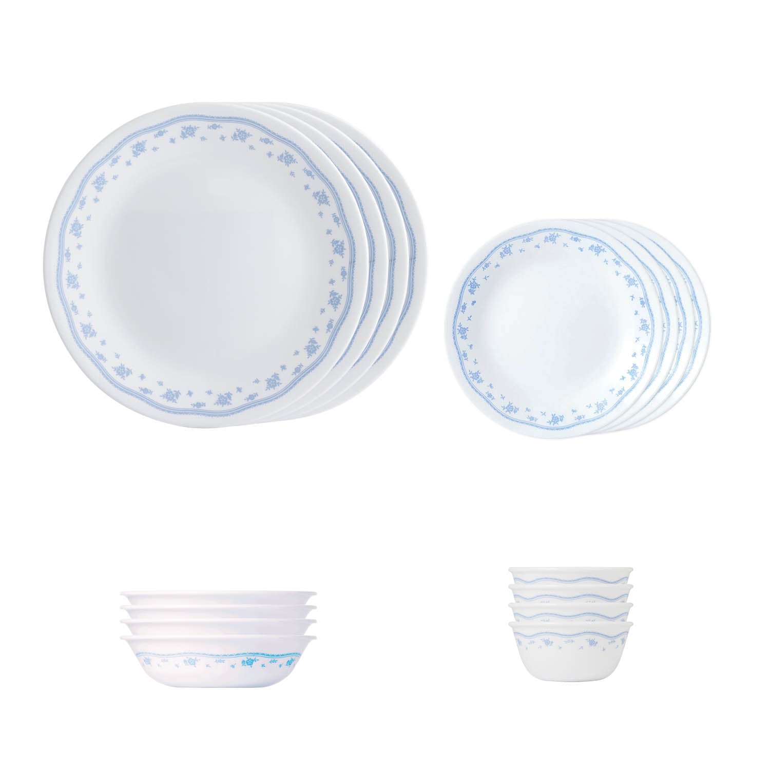 Corelle Livingware Morning Blue 16 Pcs Nuclear Family Set (Pack of