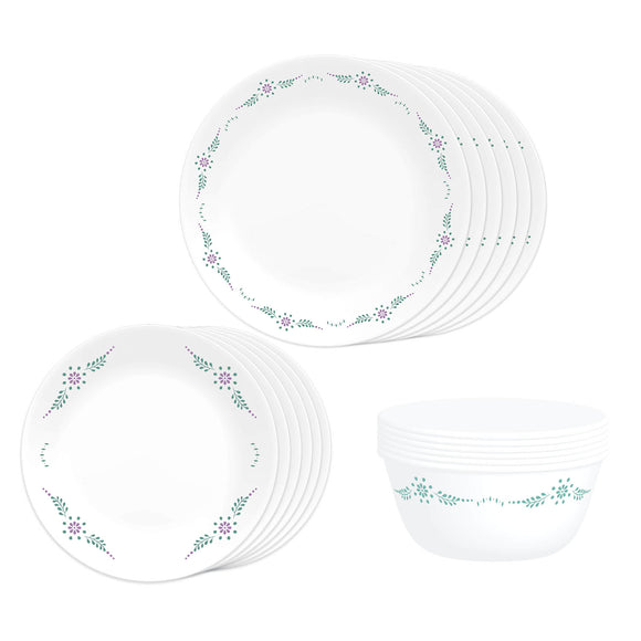 Corelle Livingware English Garden Utility Set (Pack of 12) 4 26cm Dinner Plate, 4 17cm Small Plate & 4 177 ml Katori