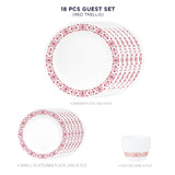 Corelle Livingware Red Trellis Utility Set (Pack of 12) 4 26cm Dinner Plate, 4 17cm Small Plate & 4 177 ml Katori