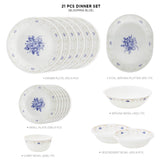 Corelle Asia Collection Gold Series Blooming Blue 21 Pcs Dinner Set