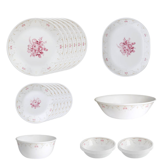 Corelle Asia Round Blooming Pink 21 Pcs Dinner Set