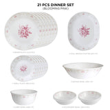 Corelle Asia Round Blooming Pink 21 Pcs Dinner Set