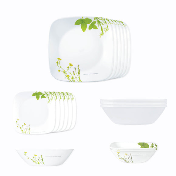 Corelle Asia Square Round European Herbs 21 Pcs Dinner Set