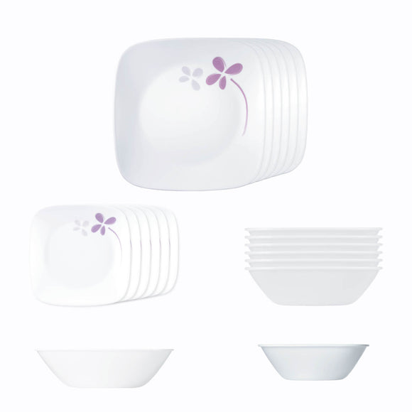 Corelle Asia Collection Square Round Warm Pansies 21 Pcs Dinner Set