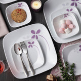 Corelle Asia Collection Square Round Warm Pansies 21 Pcs Dinner Set