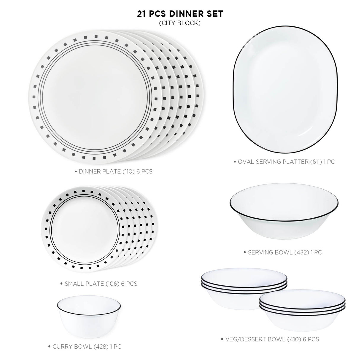 CORELLE LIVINGWARE CITY BLOCK 21 PCS DINNER SET – Corellebrands