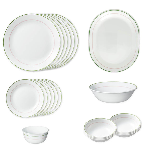 Corelle Livingware Double Ring Green 21 pcs Dinner Set