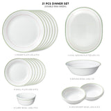 Corelle Livingware Double Ring Green 21 pcs Dinner Set