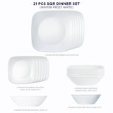 Corelle Asia Collection Square Round Winter Frost White 21 Pcs Dinner Set