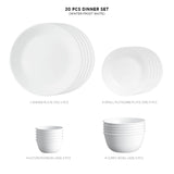 Corelle Livingware Winter Frost White 20 Pcs Dinner Set