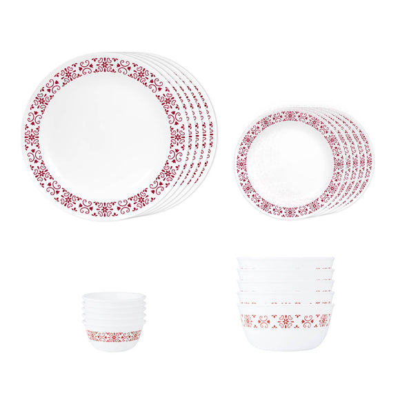 Corelle Livingware Red Trellis 20 Pcs Dinner Set