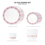 Corelle Livingware Red Trellis 20 Pcs Dinner Set
