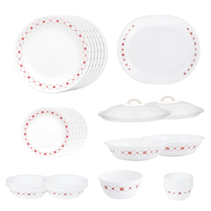 Corelle Livingware Series Crown - 30 Pcs Dinner Set | for Family of 6| Break & Chip Resistant | Lightweight & Durable | Microwave & Dishwasher Safe