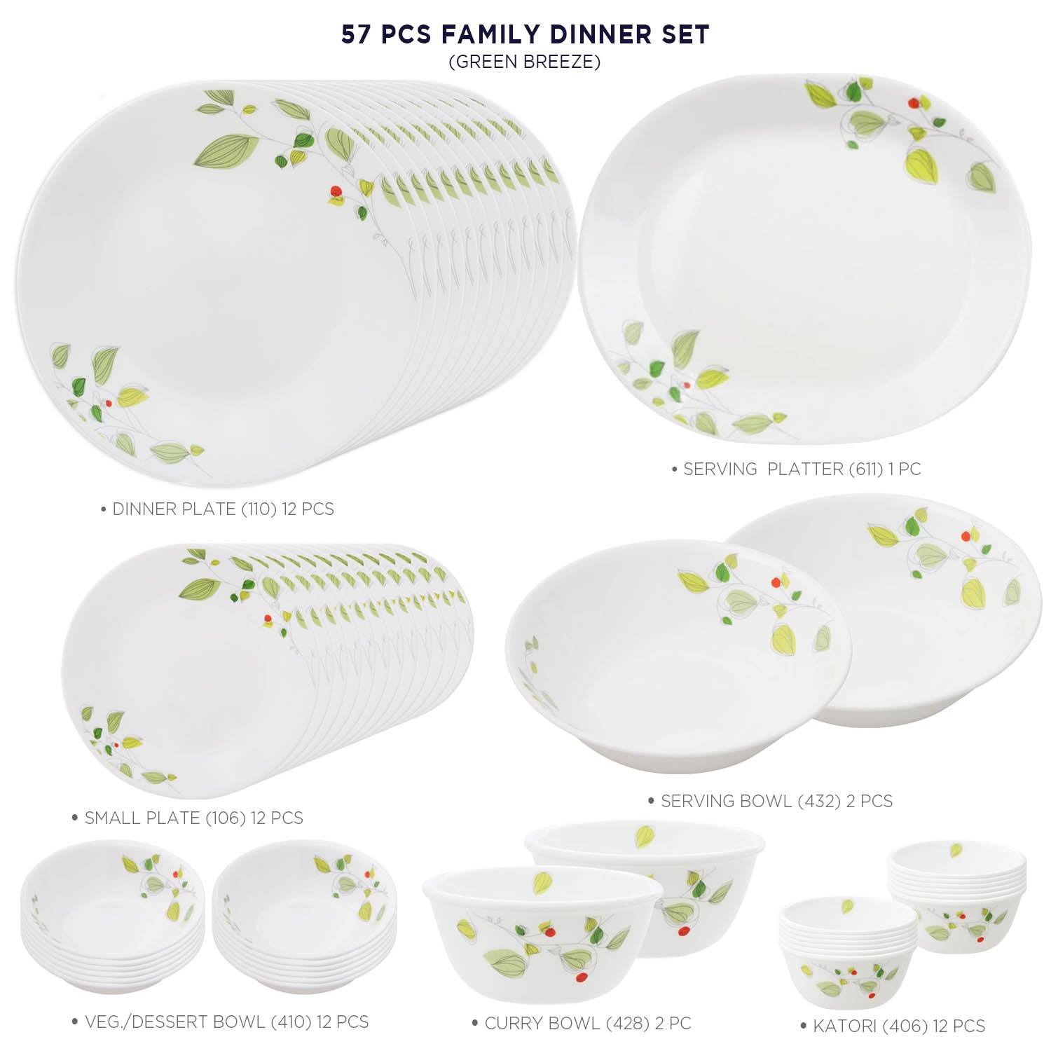 Corelle Asia Collection Green Breeze 57 Pcs Dinner Set – Corellebrands