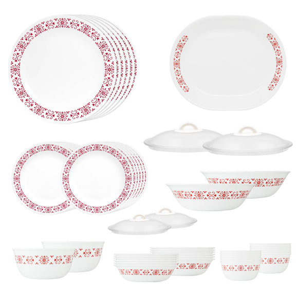 Corelle Livingware 57 Pcs Red Trellis Dinner Set