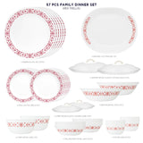 Corelle Livingware 57 Pcs Red Trellis Dinner Set