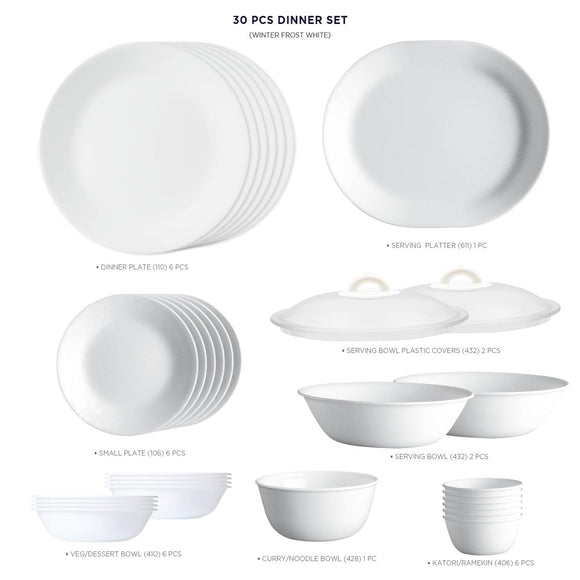 Corelle Livingware Winter Frost White 30pcs Dinner Set