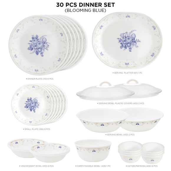 Corelle Asia Collection Gold Series Blooming Blue 30 Pcs Dinner Set