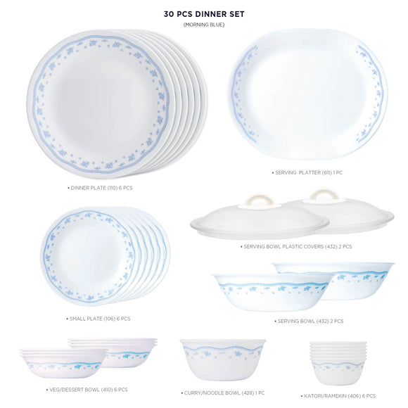 Corelle Livingware Series Morning Blue 30 Pcs Dinner Set with OSP