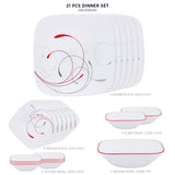 Corelle Asia Square Round Splendor 21 Pcs Dinner Set