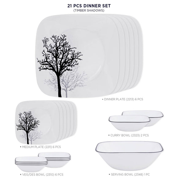 Corelle 21 Pcs Timber Shadows Dinner Set