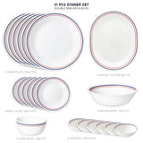 Corelle Livingware Double Ring Red N Blue 21 Pcs Dinner Set