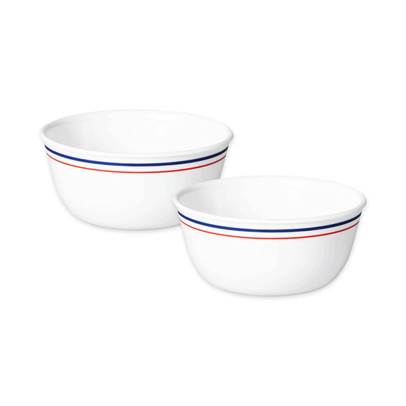 Corelle Livingware Collection Double Ring Red-N-Blue Pattern 828 Ml Curry/Noodle Bowl Pack Of 2