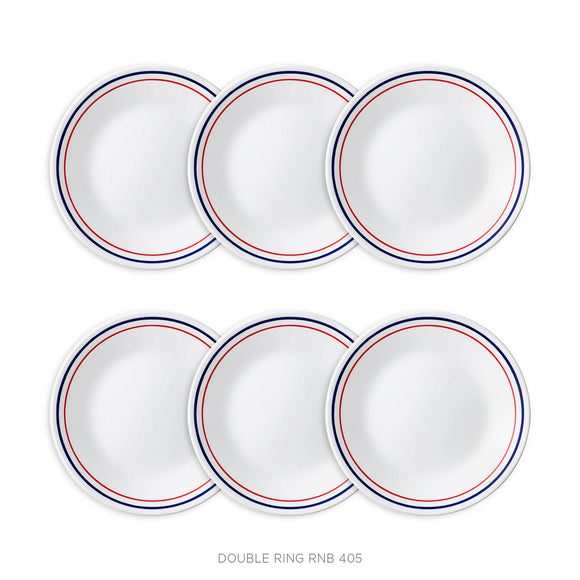 Corelle Livingware Collection Double Ring Red-N-Blue Pattern 12 CM Sauce Dish Pack Of 6