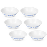 CORELLE MORNING BLUE 296 ML Vegetable Bowl for Serving Curry/Gravy/Dessert | Pack of 6 |  Vitrelle Triple Layer Glass| Lightweight |1-year warranty on chips, breaks & scratches