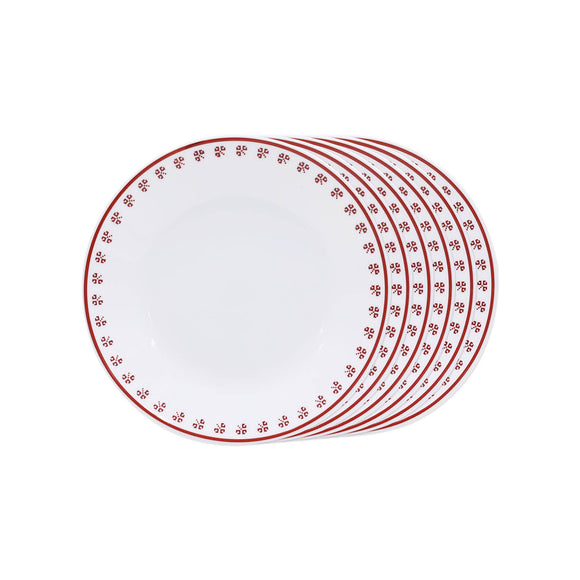 Corelle Scarlet Clover 17cm Small Plate/B&B Plate Pack Of 6 | For Family of 6 | Break & Chip Resistant | Lightweight & Durable | Microwave & Dishwasher Safe