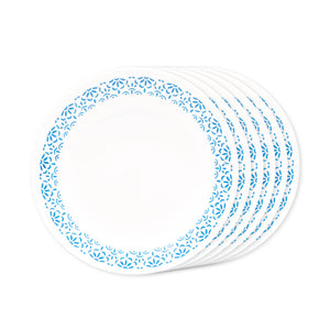 Corelle Skyline Bay Garden 17cm Small Plate/B&B Plate Pack Of 6 | For Family of 6 | Break & Chip Resistant | Lightweight & Durable | Microwave & Dishwasher Safe