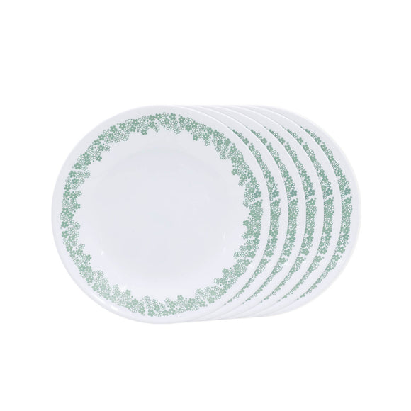 Corelle Spring Blossom Mint 17cm Small Plate/B&B Plate Pack Of 6 | For Family of 6 | Break & Chip Resistant | Lightweight & Durable | Microwave & Dishwasher Safe