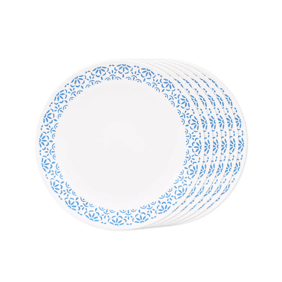 Corelle Skyline Bay Garden 26 cm Dinner Plate Pack Of 6 | For Family of 6 | Break & Chip Resistant | Lightweight & Durable | Microwave & Dishwasher Safe