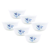 Corelle Blue Floral 177ml Katori / Ramekin Bowl Pack Of 6 | For Family of 6 | Lightweight & Durable | Microwave & Dishwasher Safe